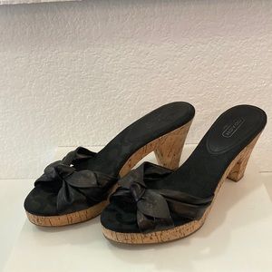 Coach🖤Black Leather Karen Women’s Slip on Heels